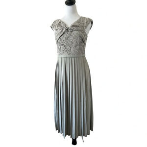 Little Mistress ASOS New Sage Grey Pleated Dress - Elegant & Timeless size 6